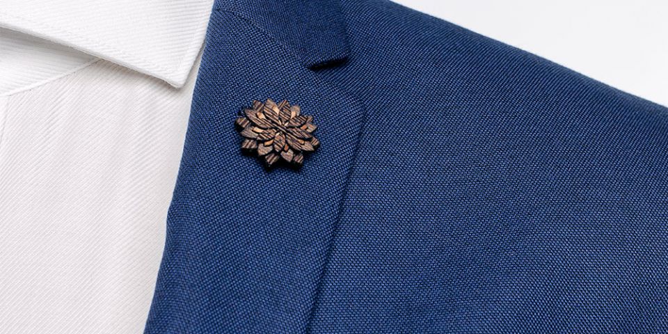 Lapel ornament for men Deco Flower on model Lapel ornament for men Deco Flower on model