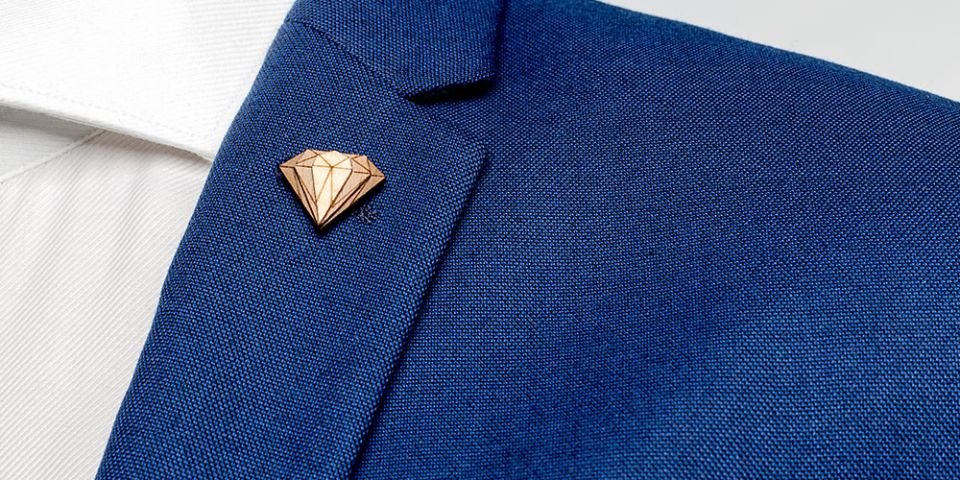 Lapel ornament for men Diamond Lapel on model Lapel ornament for men Diamond Lapel on model