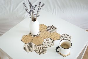 Fa alátét Nature Carved Coasters