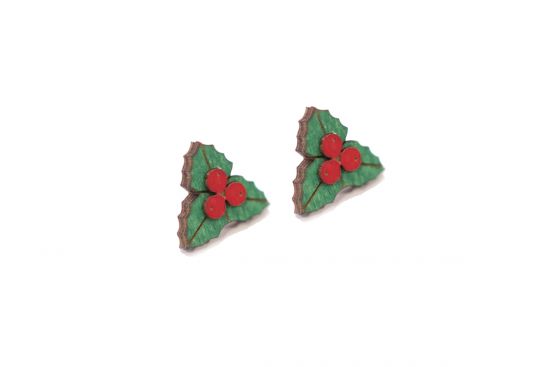 Wooden Holly earrings