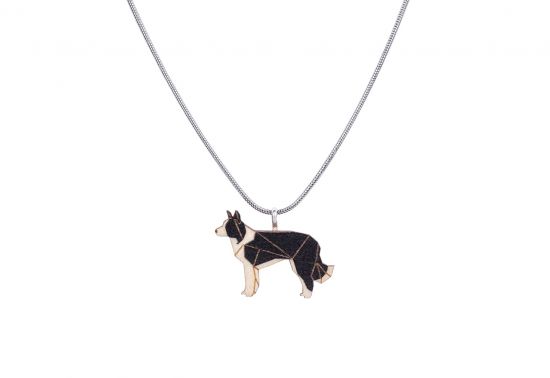 Fa medál Walking Collie Pendant