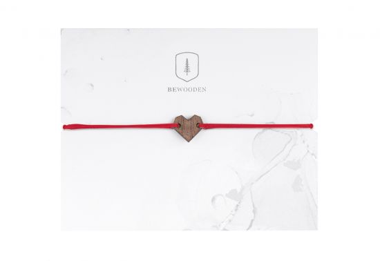 String karkötő Red Heart Wooden Bracelet