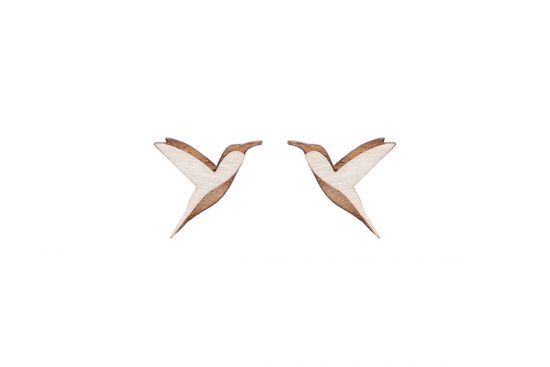 Fa fülbevaló Natural Hummingbird Earrings