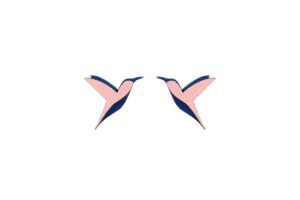 Fa fülbevaló Pink Hummingbird Earrings