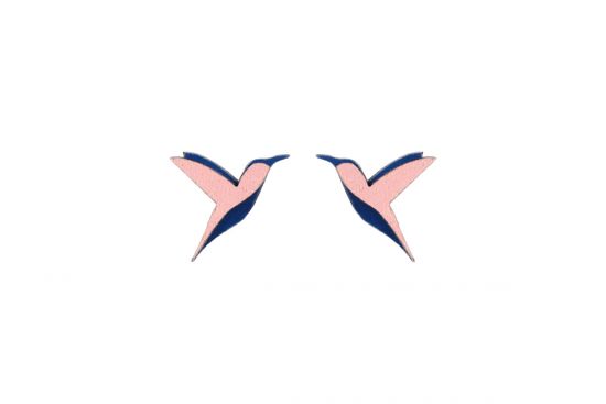 Fa fülbevaló Pink Hummingbird Earrings