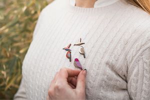 Fa bross Purple Cutebird Brooch