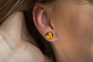 Fa fülbevaló Yellow Cutebird Earrings