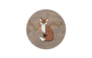 Dark Sitting Fox Wooden Image