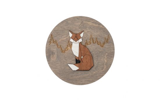 Dark Sitting Fox Wooden Image