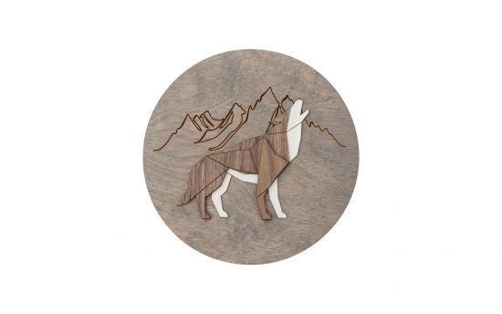 Dark Walking Wolf Wooden Image