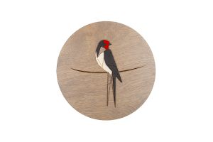 Fa dekoráció Red Swallow Wooden Image