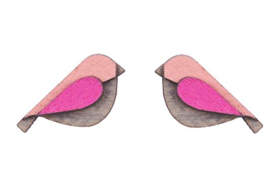 Fa fülbevaló Pink Bird Earrings