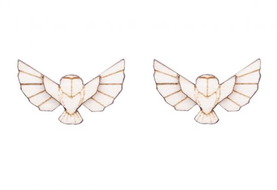 Fa fülbevaló Snowy Owl Earrings