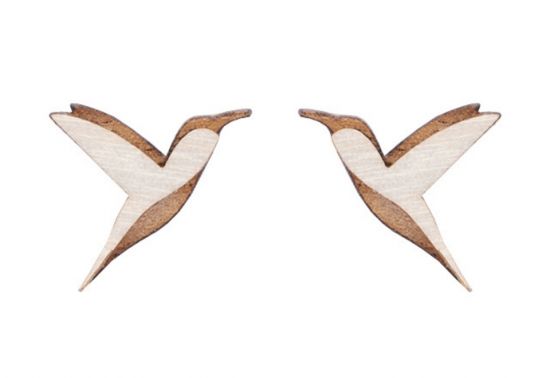 Fa fülbevaló Natural Hummingbird Earrings