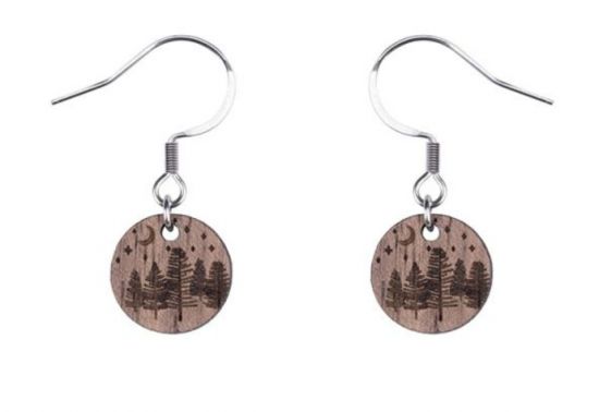 Fa fülbevaló Wood Dangle Earrings