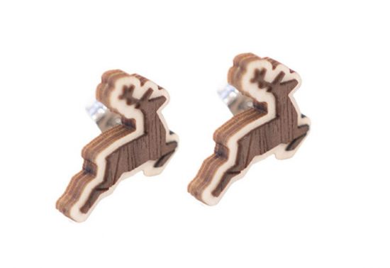 Fa fülbevaló Deer Christmas Earrings