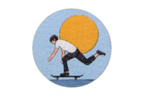 Fából készült bross Skateboarding Brooch