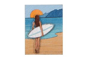 Fából készült bross Sunset surfing Brooch