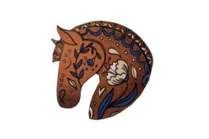 Fából készült bross Brown horse Brooch