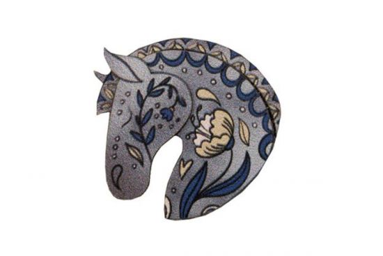 Fából készült bross Grey horse Brooch