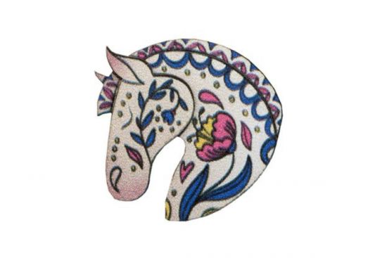 Fából készült bross White horse Brooch