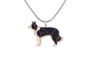 Fa medál Walking Collie Pendant