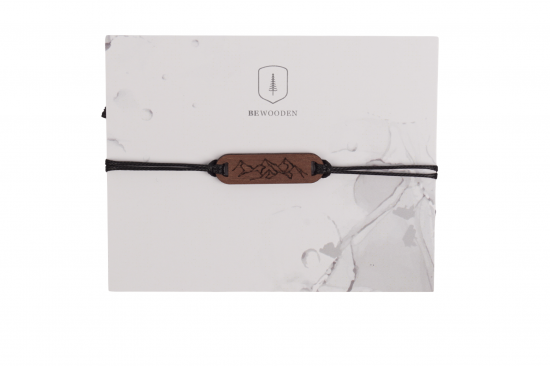 String karkötő Mountains Panorama Wooden Bracelet