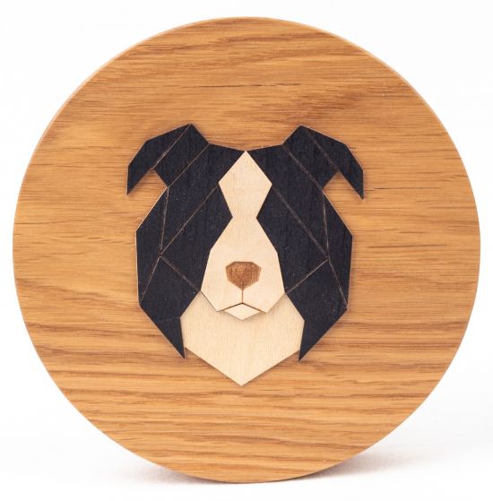 Border collie tömörfa dekoráció Border collie tömörfa dekoráció